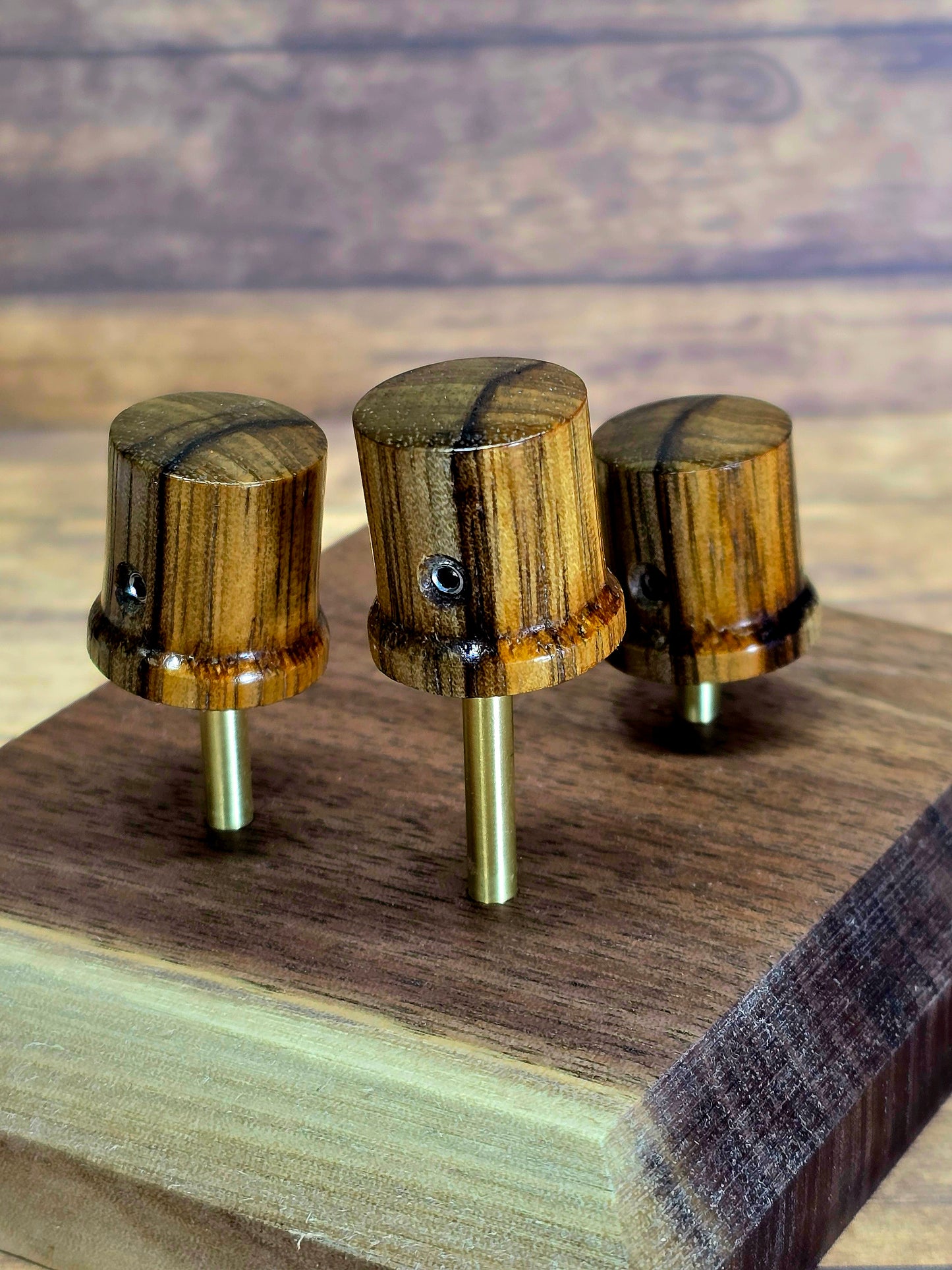 Set of 3 Black Limba guitar/Bass Knobs