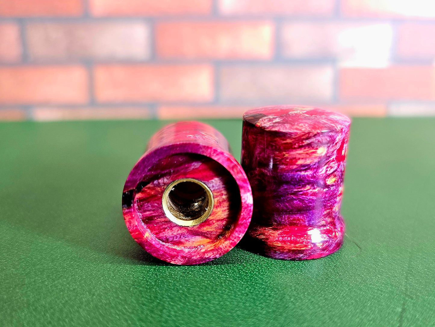 Set of 2 dye-stabilized Boxelder Burl Red/Purple.