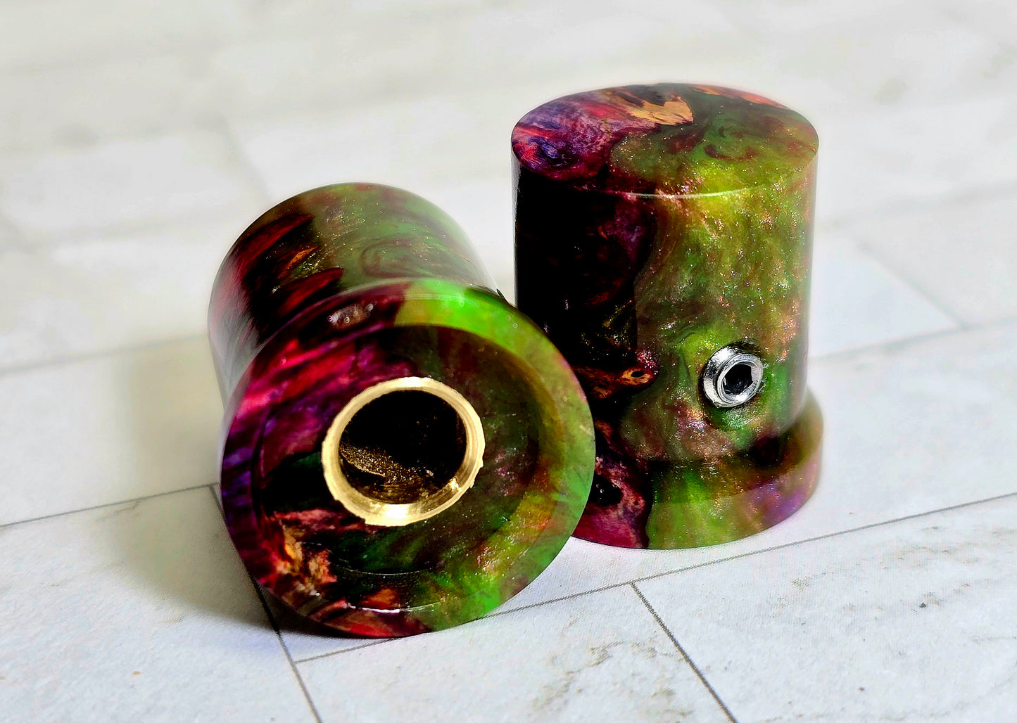 Set of 2 UV reactive Boxelder Burl Guitar/Bass knobs