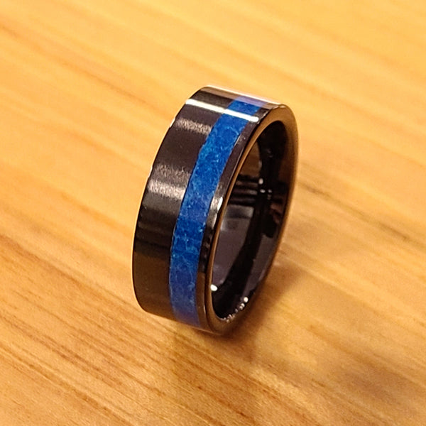 Black Ceramic Offset "Blue-Line" Ring 8mm